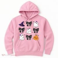Spooky Season Cute Boo Ghost Coquette Halloween Hoodie thumb 0