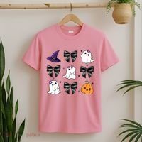 Spooky Season Cute Boo Ghost Coquette Halloween T-Shirt thumb 2