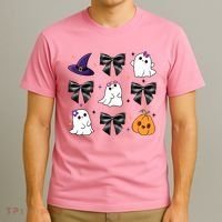 Spooky Season Cute Boo Ghost Coquette Halloween T-Shirt thumb 3