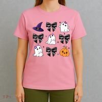 Spooky Season Cute Boo Ghost Coquette Halloween T-Shirt thumb 4