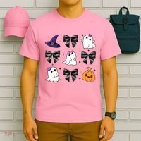 Spooky Season Cute Boo Ghost Coquette Halloween T-Shirt thumb 6