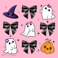Spooky Season Cute Boo Ghost Coquette Halloween Coaster thumb 2