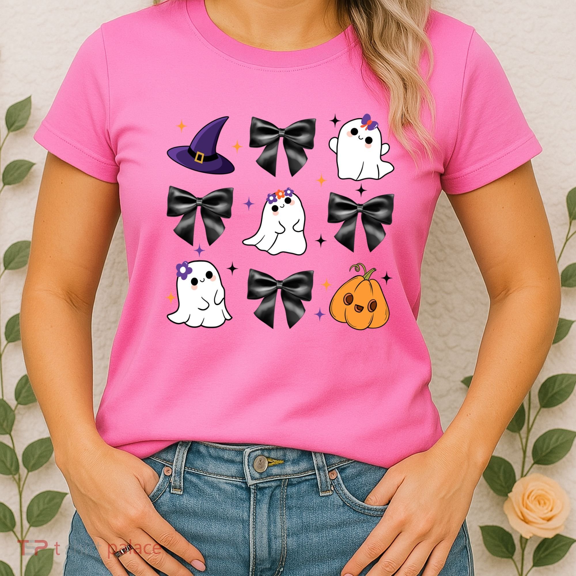 Spooky Season Cute Boo Ghost Coquette Halloween Women's T-Shirt