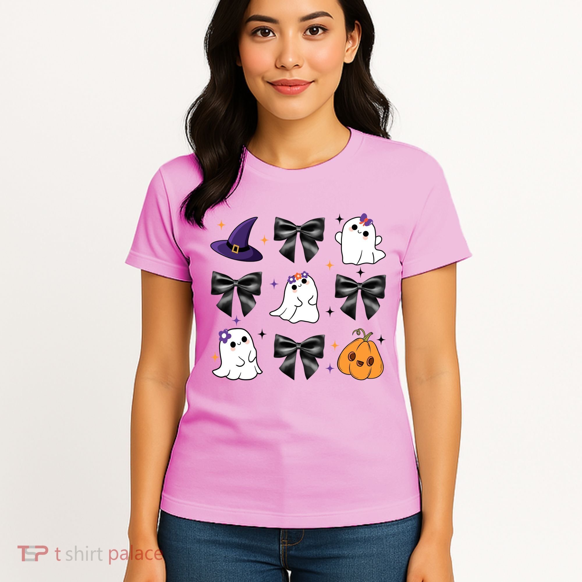 Spooky Season Cute Boo Ghost Coquette Halloween Women's T-Shirt