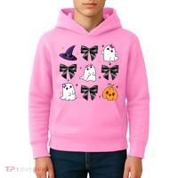 Spooky Season Cute Boo Ghost Coquette Halloween Kids Hoodie thumb 4