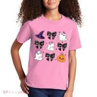 Spooky Season Cute Boo Ghost Coquette Halloween Kids T-Shirt thumb 2