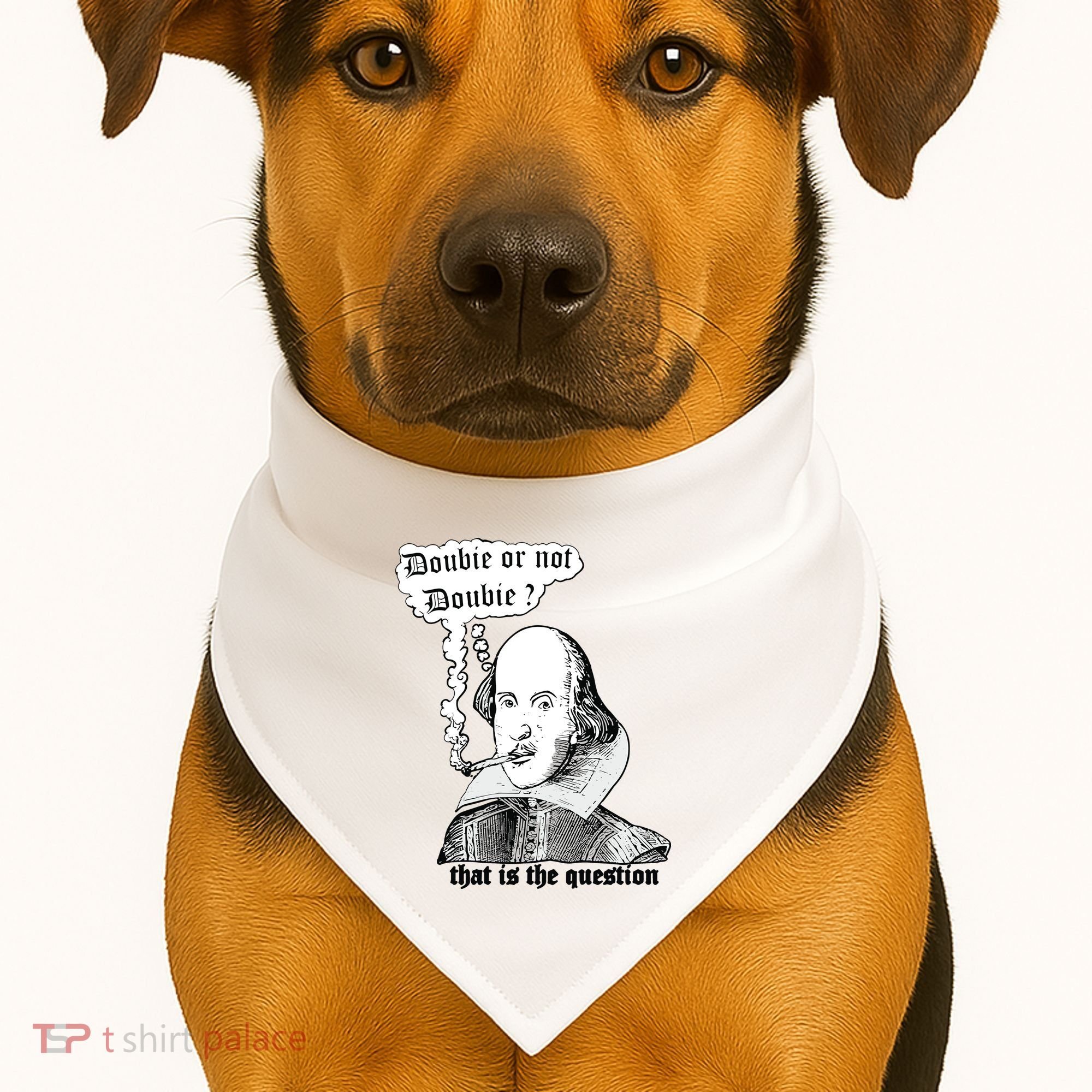 Shakespeare Smoking Doobie Or Not Doobie That Is The Question USA-Made Doggie Bandana