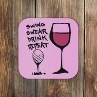 Swing Swear Drink Repeat Golf & Wine Wome Coaster thumb 0