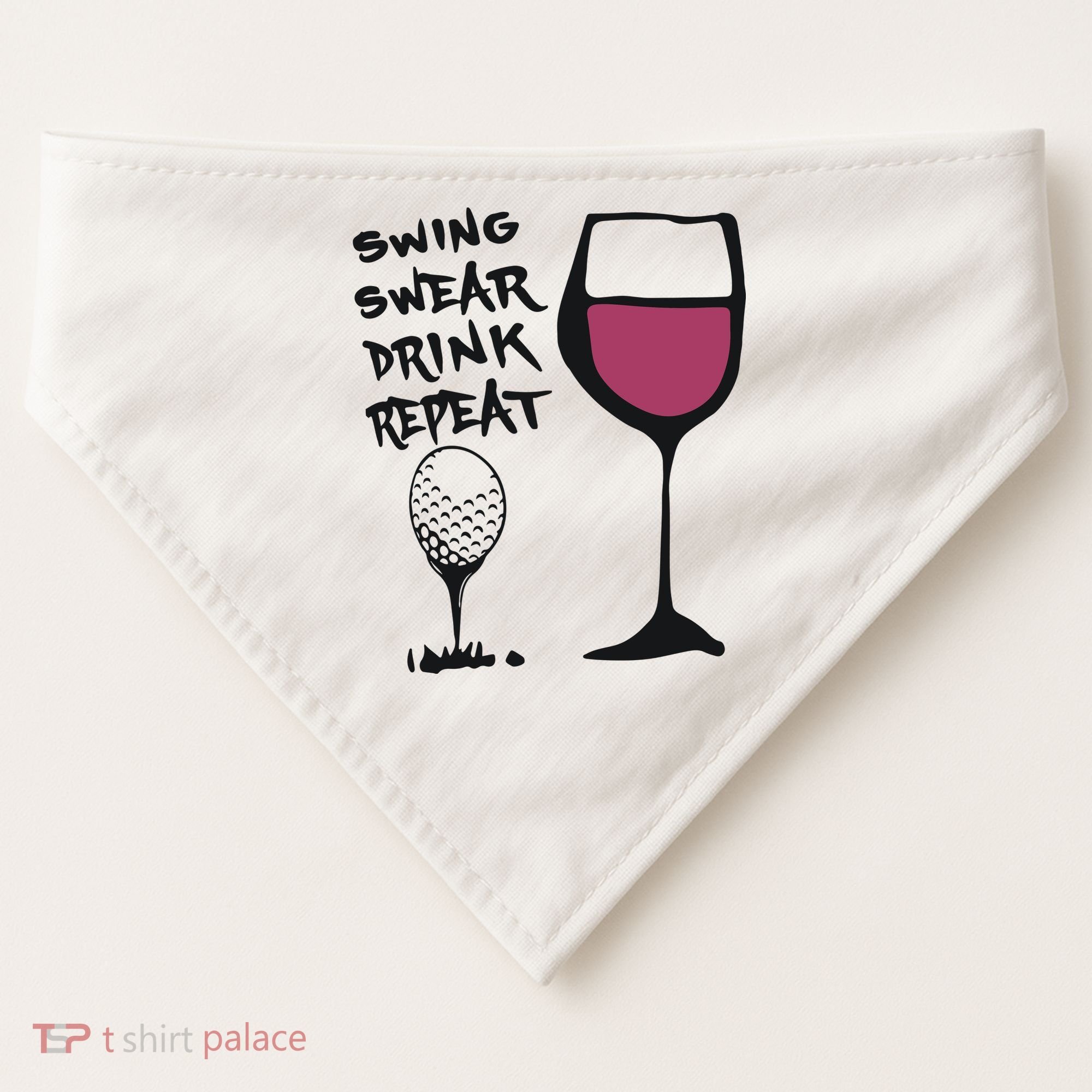 Swing Swear Drink Repeat Golf & Wine Wome USA-Made Doggie Bandana