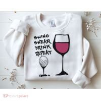 Swing Swear Drink Repeat Golf & Wine Wome Sweatshirt thumb 2