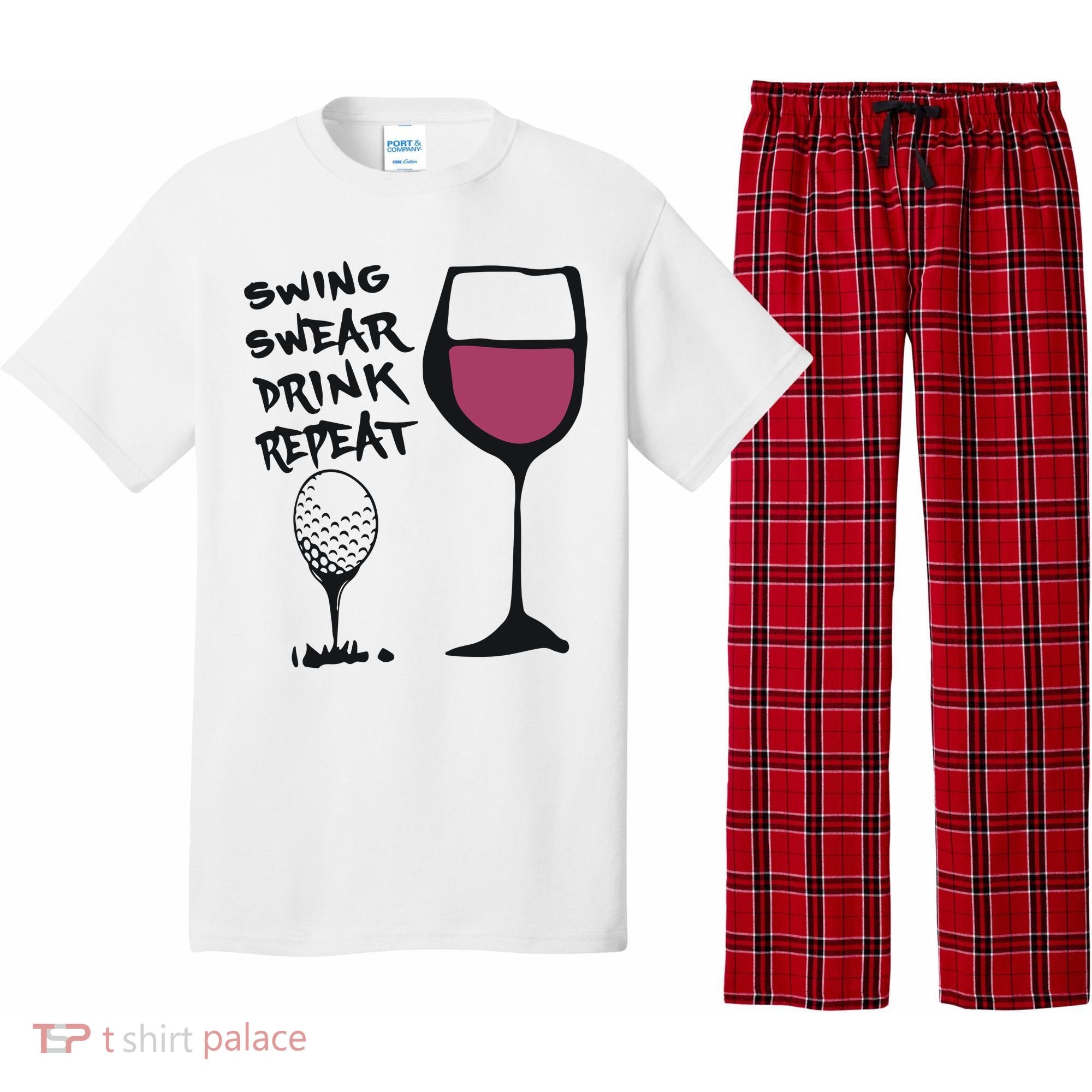 Swing Swear Drink Repeat Golf & Wine Wome Pajama Set