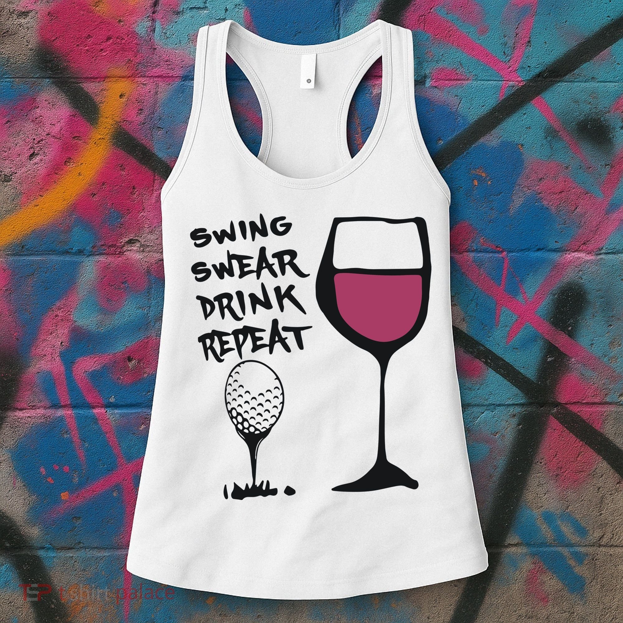 Swing Swear Drink Repeat Golf & Wine Wome Women's Tank Top