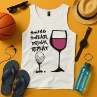 Swing Swear Drink Repeat Golf & Wine Wome Tank Top thumb 4