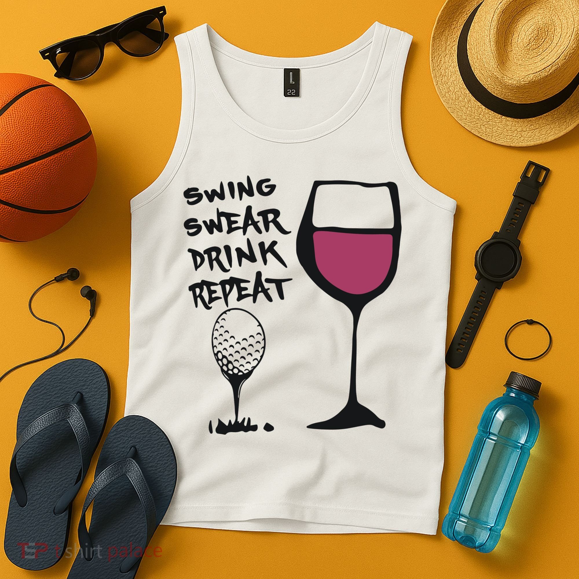 Swing Swear Drink Repeat Golf & Wine Wome Tank Top