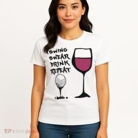 Swing Swear Drink Repeat Golf & Wine Wome Women's T-Shirt thumb 4