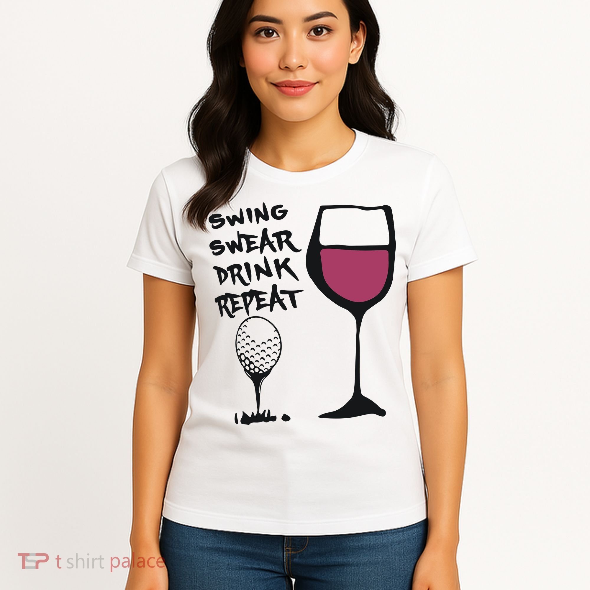 Swing Swear Drink Repeat Golf & Wine Wome Women's T-Shirt