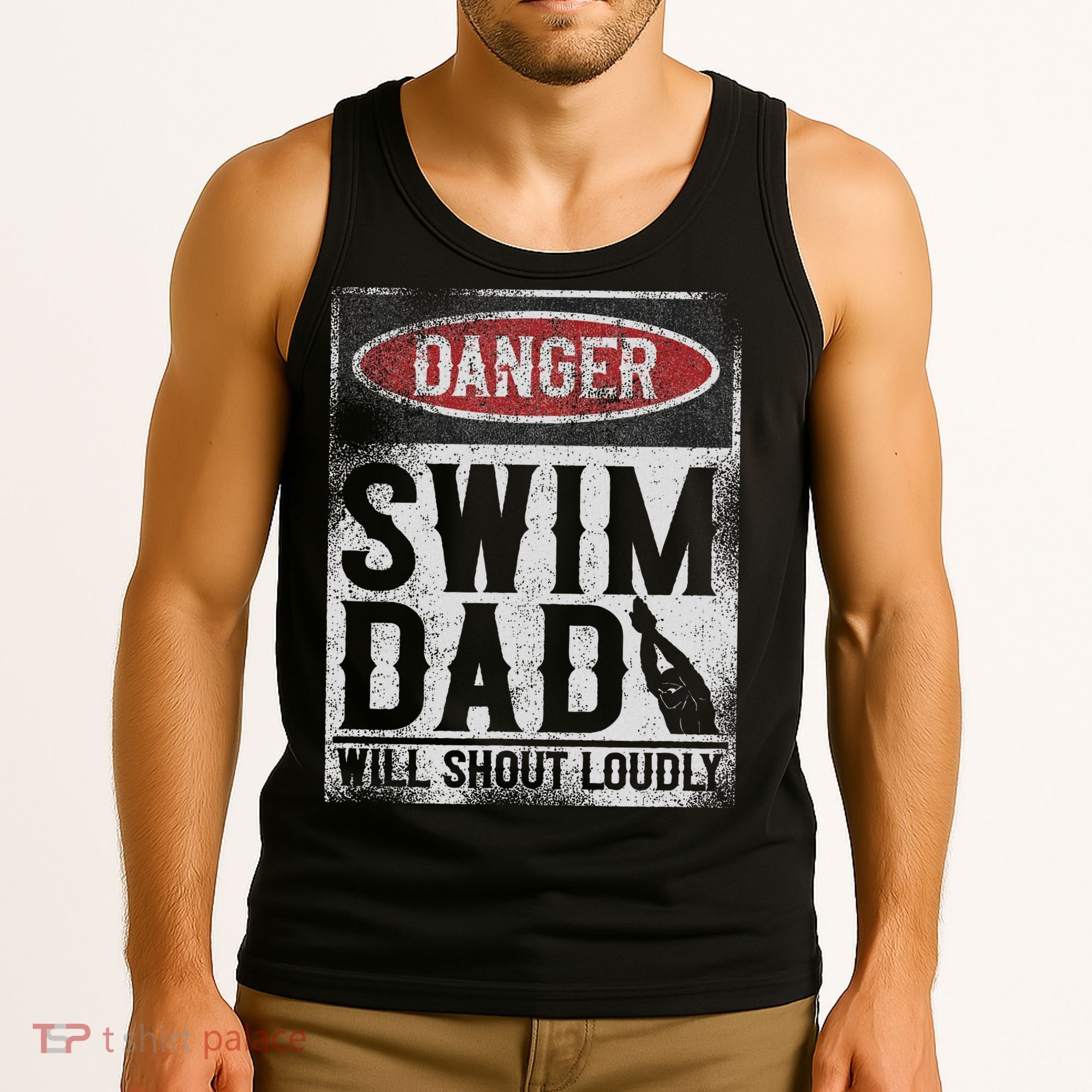 Swimming Swimmer Danger Swim Dad Tank Top