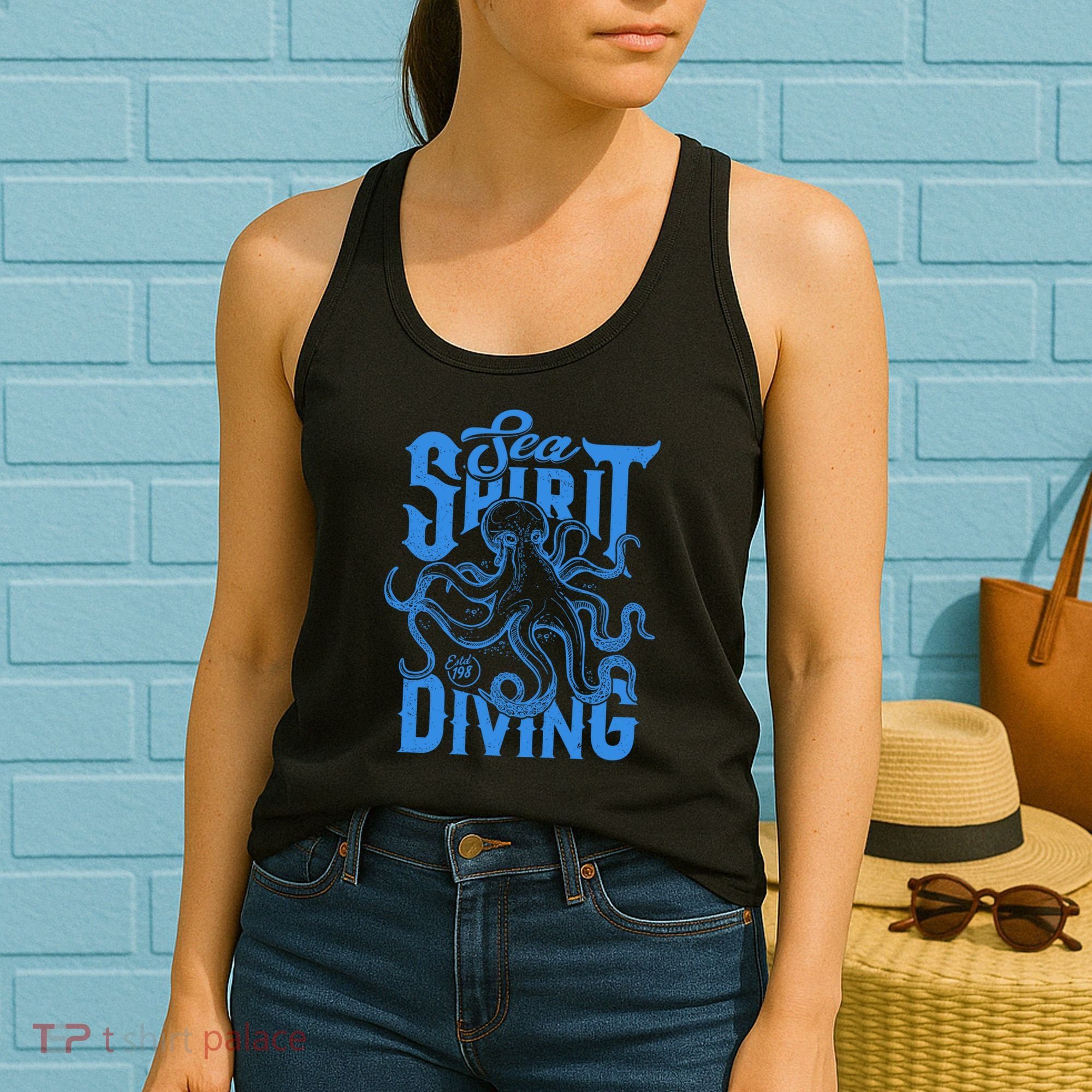 Sea Spirit Diving Funny Fishing Poster Women's Tank Top