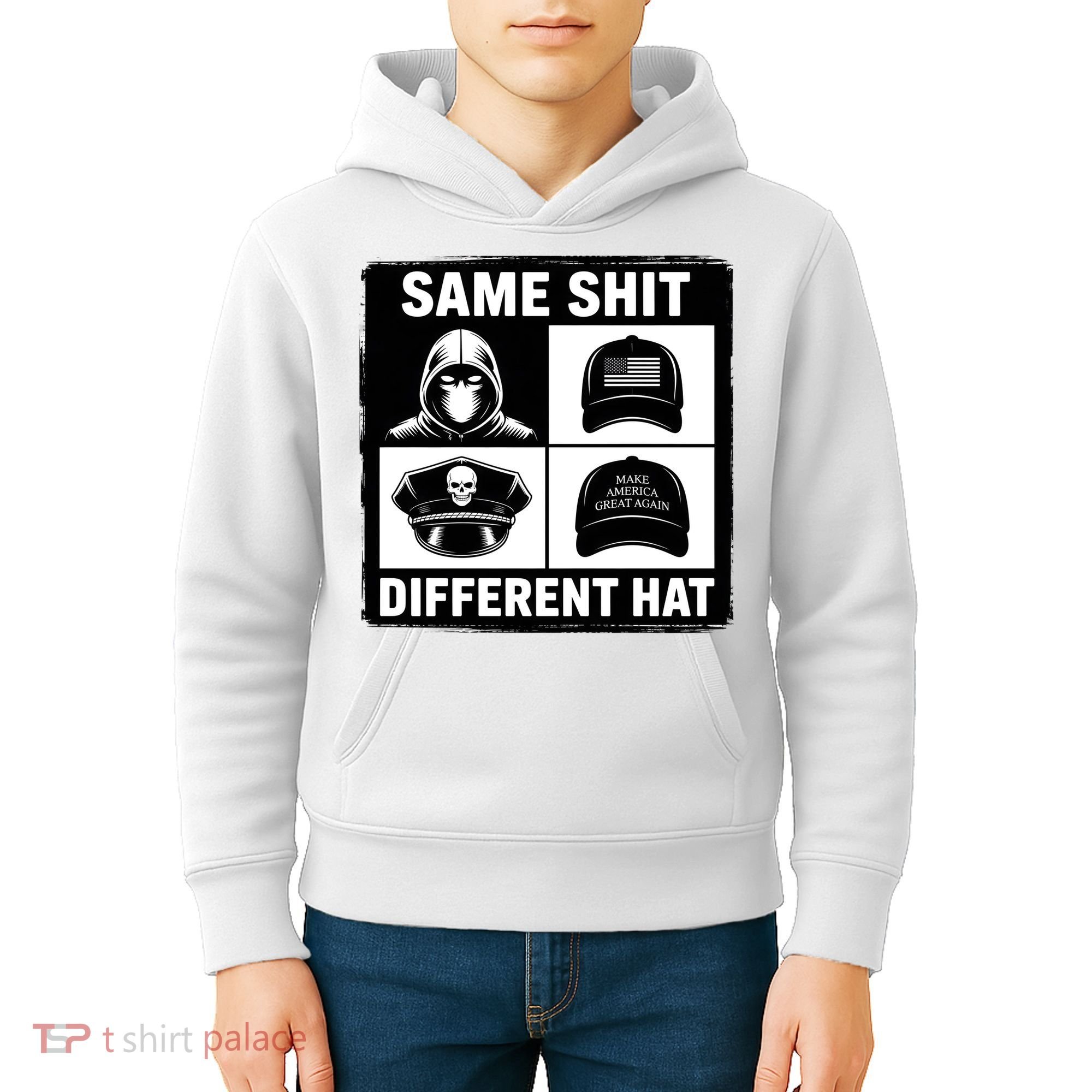 Same ShJt Different Hat Funny Kids Hoodie