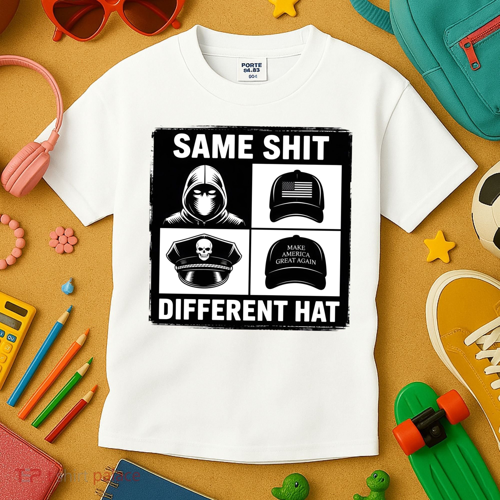 Same ShJt Different Hat Funny Kids T-Shirt