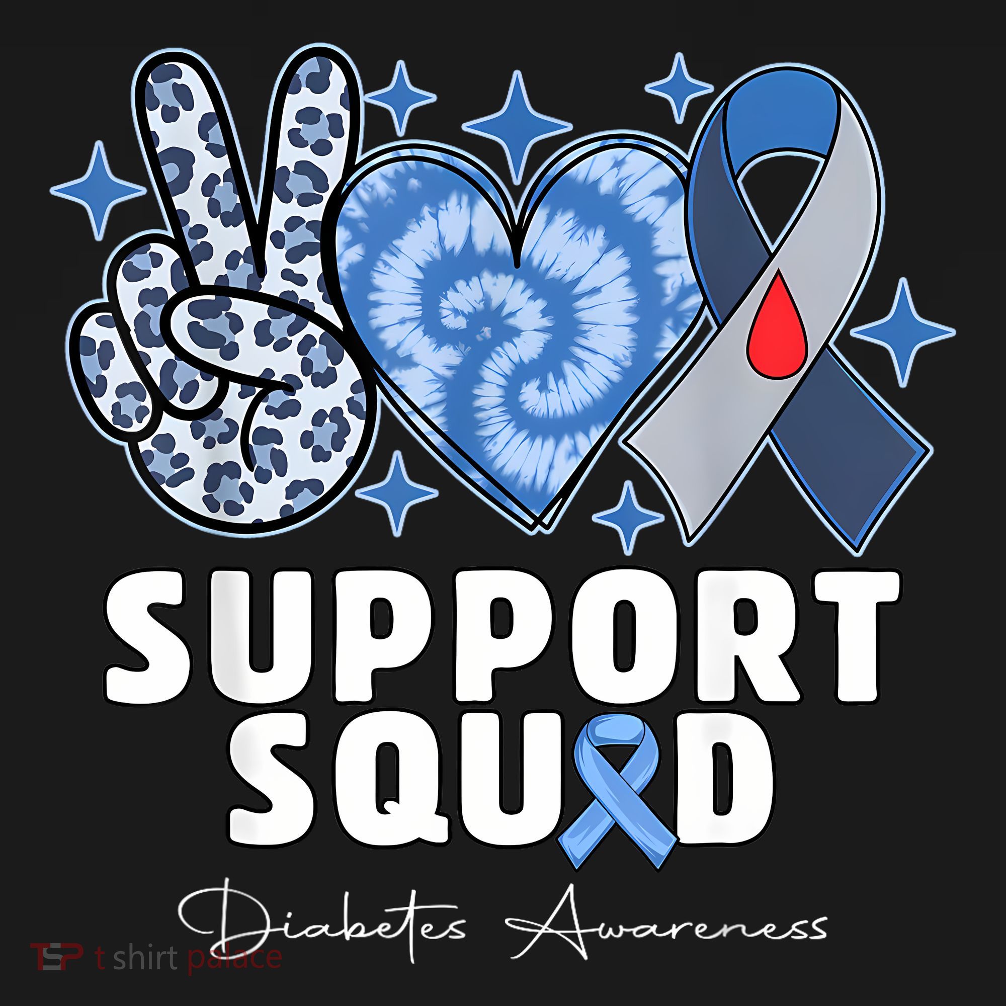 Support Squad Diabetes Awareness T1d Type 1 T-Shirt