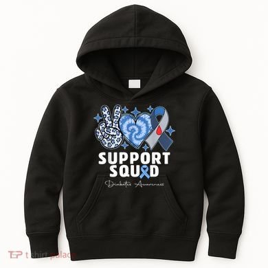 Support Squad Diabetes Awareness T1d Type 1 Kids Hoodie