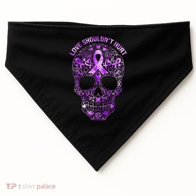 Sugar Skull Domestic Violence Awareness USA-Made Doggie Bandana