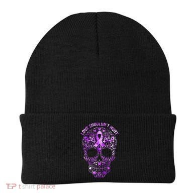 Sugar Skull Domestic Violence Awareness Beanie