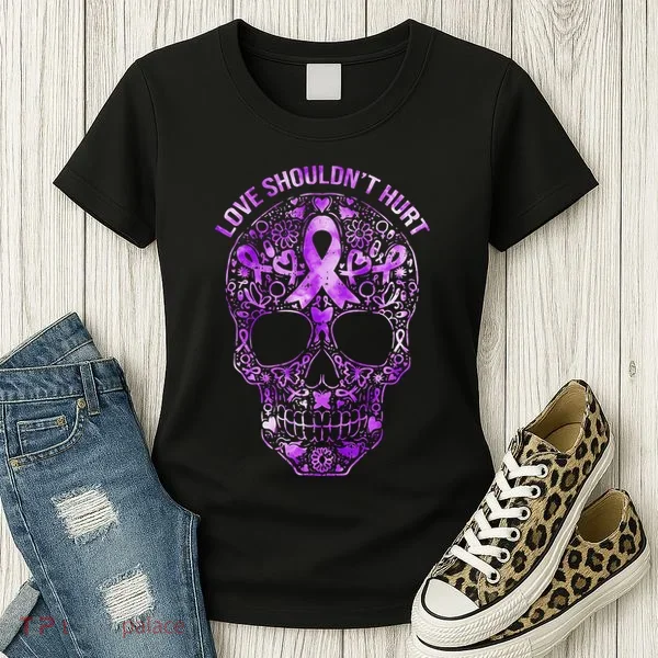 Sugar Skull Domestic Violence Awareness Women's T-Shirt