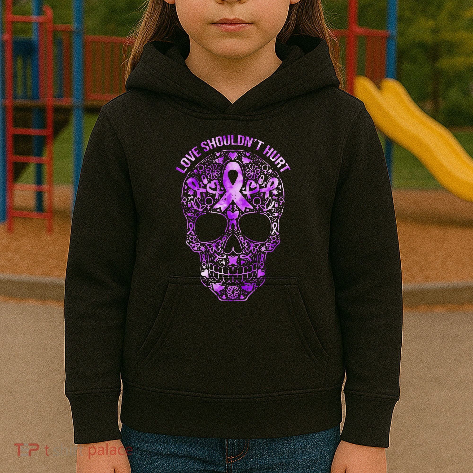 Sugar Skull Domestic Violence Awareness Kids Hoodie