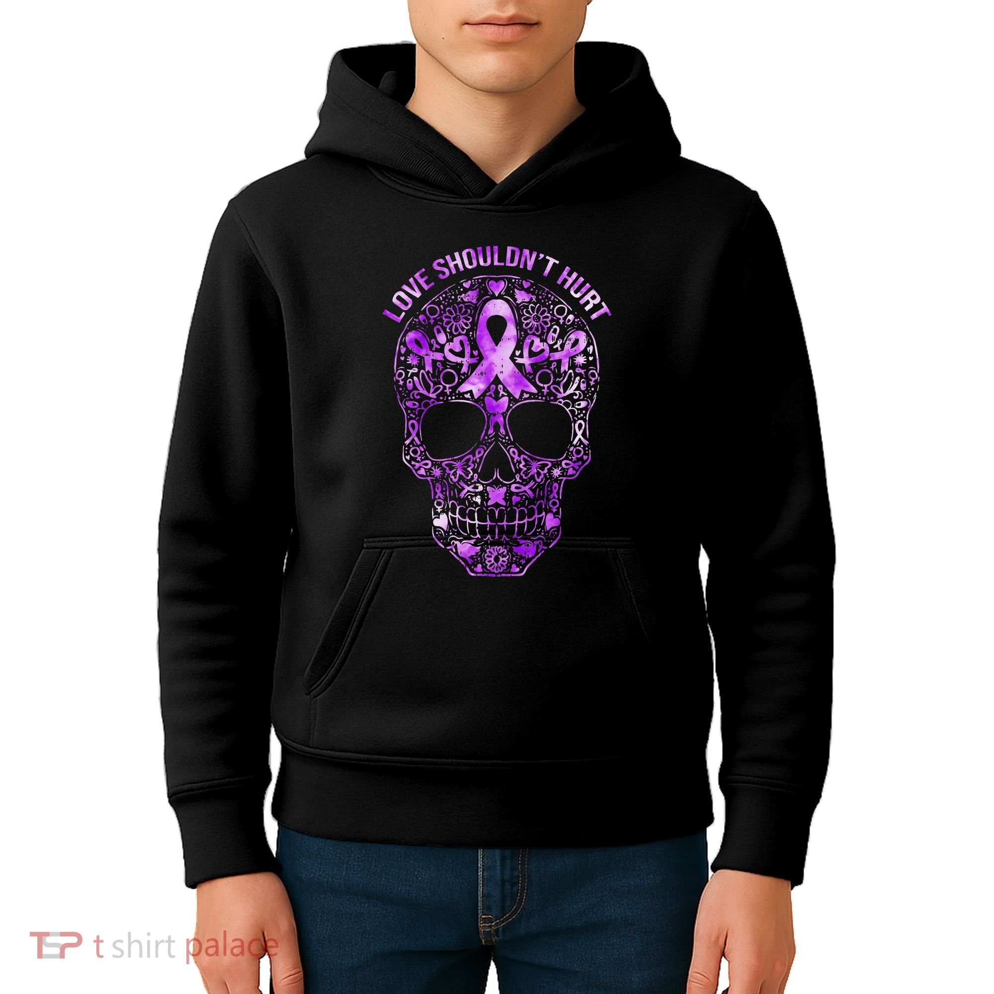Sugar Skull Domestic Violence Awareness Kids Hoodie