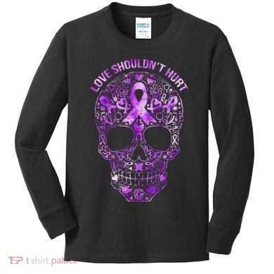 Sugar Skull Domestic Violence Awareness Kids Long Sleeve Shirt