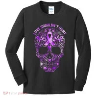 Sugar Skull Domestic Violence Awareness Kids Long Sleeve Shirt thumb 0