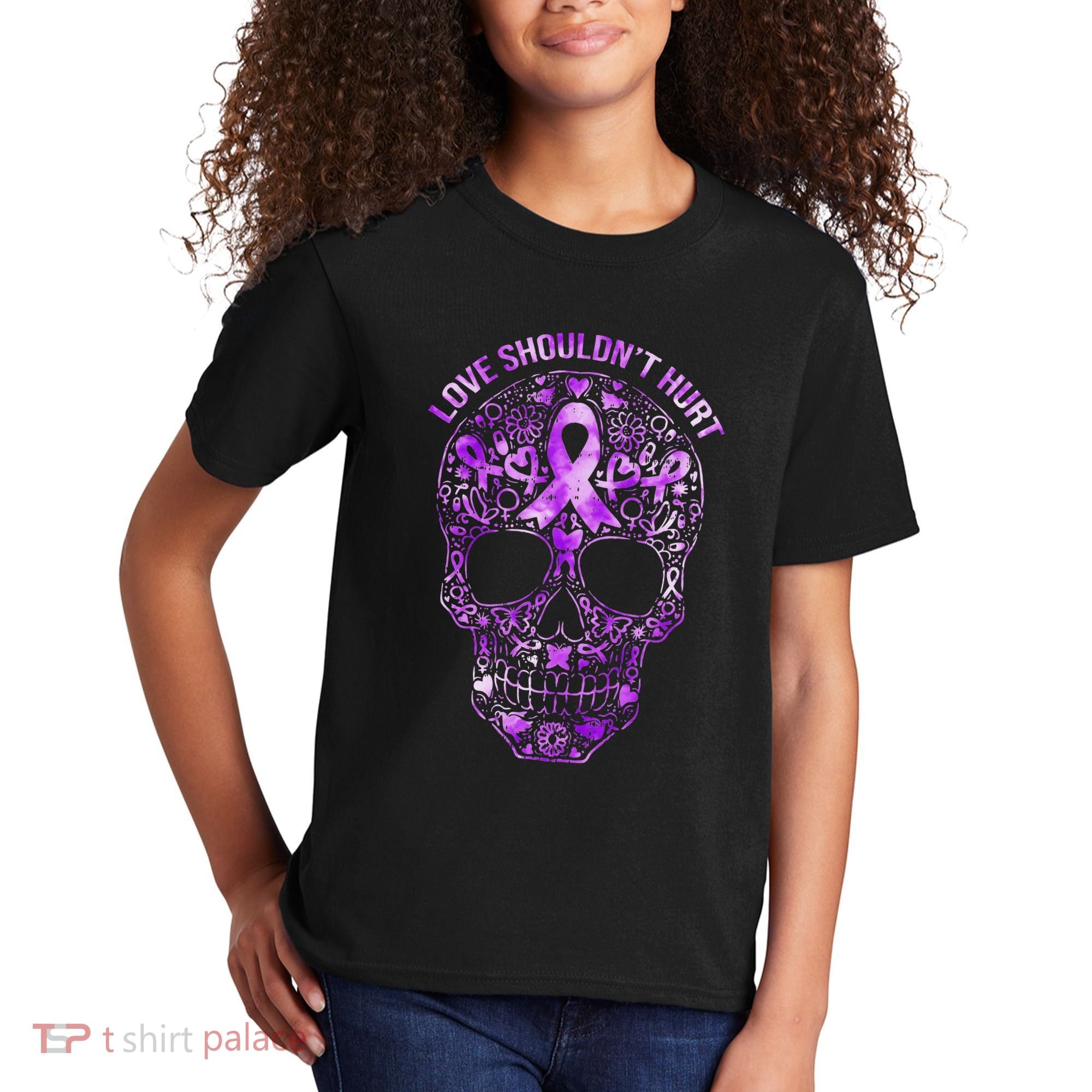 Sugar Skull Domestic Violence Awareness Kids T-Shirt