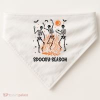 Spooky Season Dancing Skeleton Halloween Costume Funny Cute USA-Made Doggie Bandana thumb 0