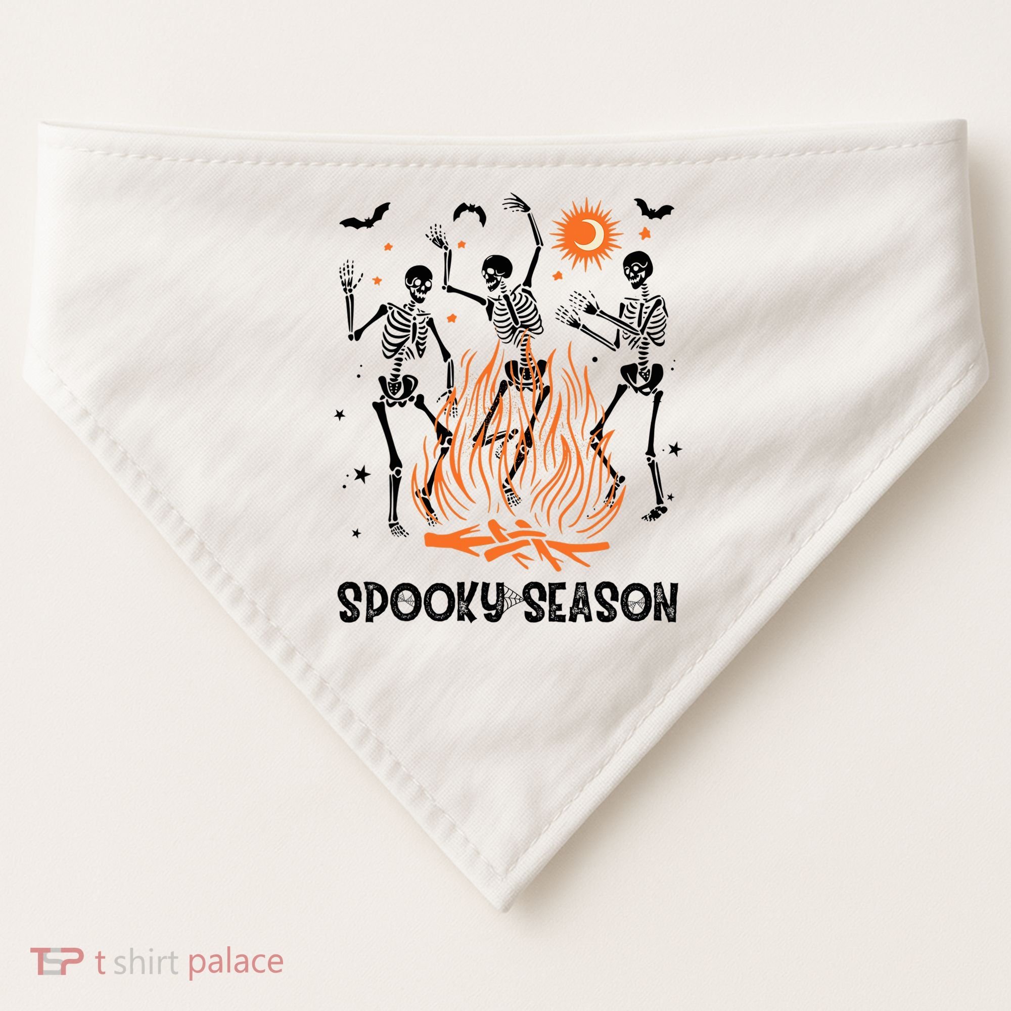 Spooky Season Dancing Skeleton Halloween Costume Funny Cute USA-Made Doggie Bandana