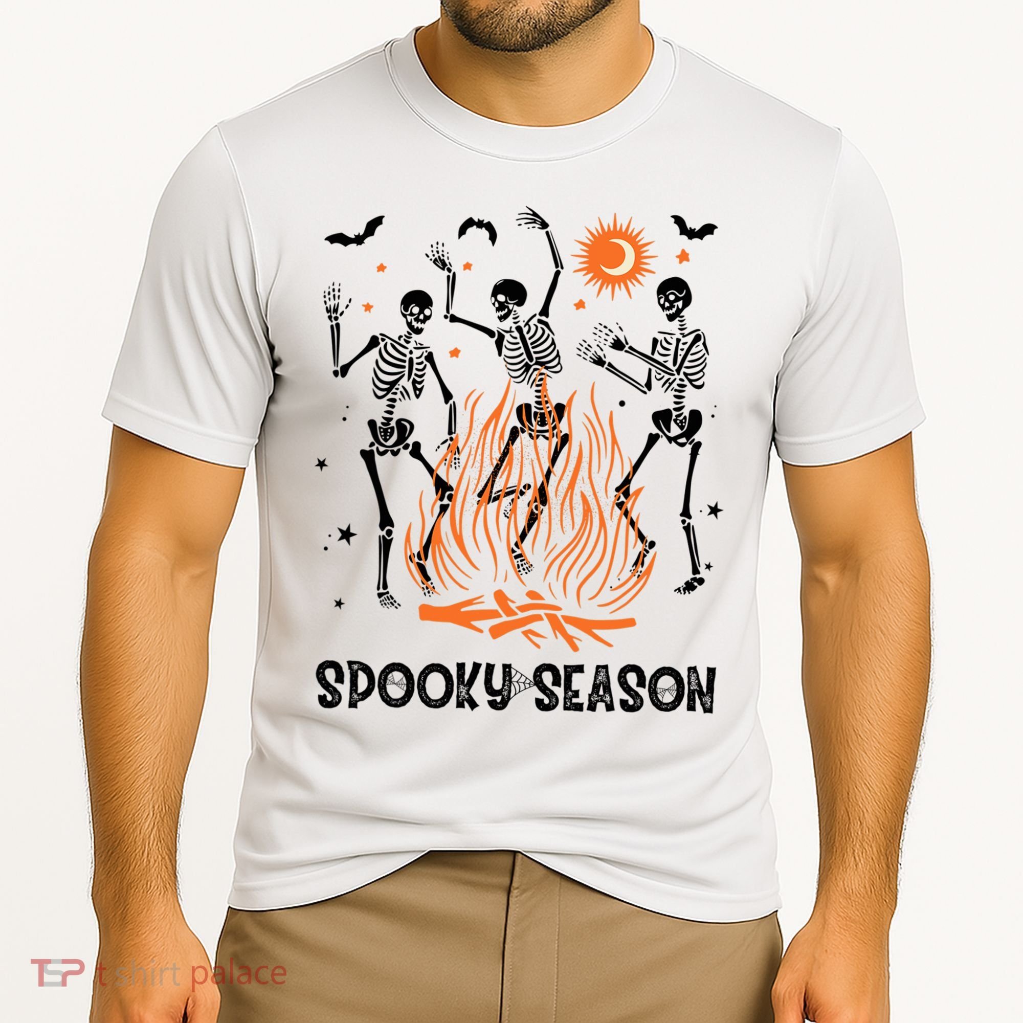 Spooky Season Dancing Skeleton Halloween Costume Funny Cute Cooling Performance Crew T-Shirt