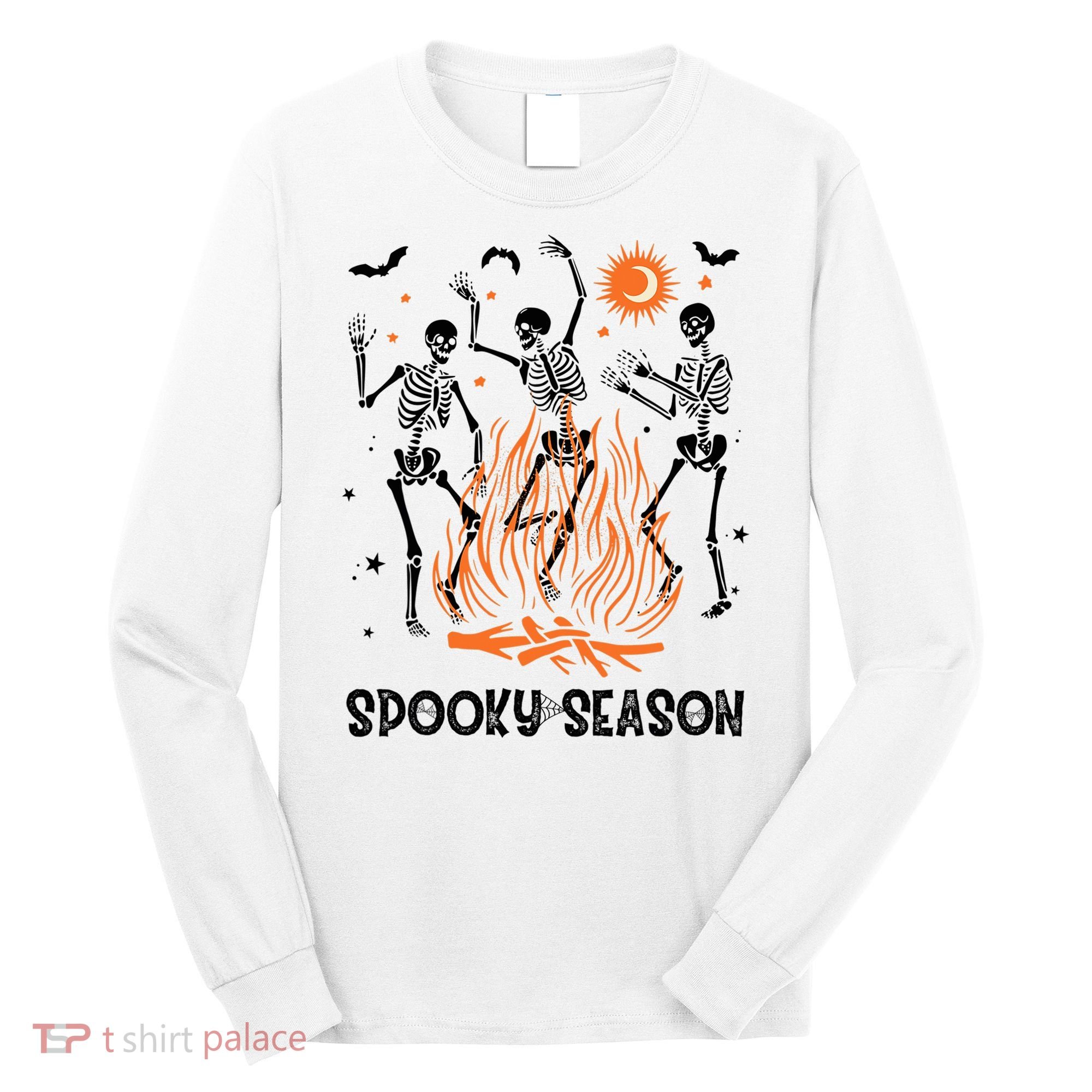 Spooky Season Dancing Skeleton Halloween Costume Funny Cute Long Sleeve Shirt