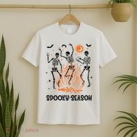 Spooky Season Dancing Skeleton Halloween Costume Funny Cute T-Shirt thumb 2