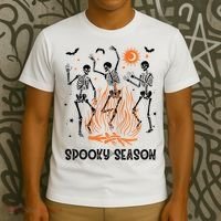 Spooky Season Dancing Skeleton Halloween Costume Funny Cute T-Shirt thumb 3