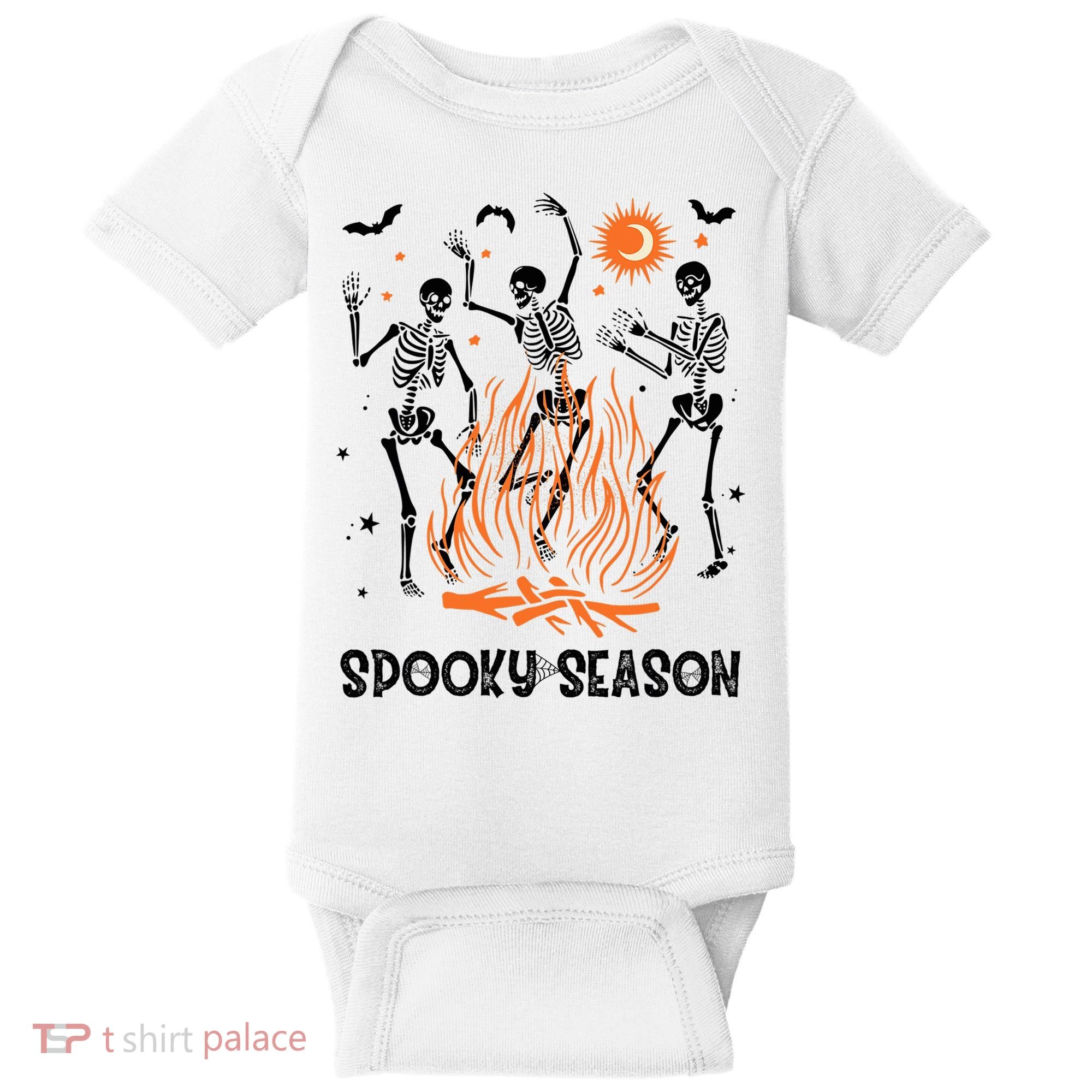 Spooky Season Dancing Skeleton Halloween Costume Funny Cute Baby Bodysuit
