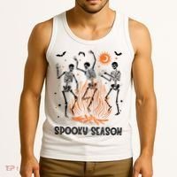 Spooky Season Dancing Skeleton Halloween Costume Funny Cute Tank Top thumb 3