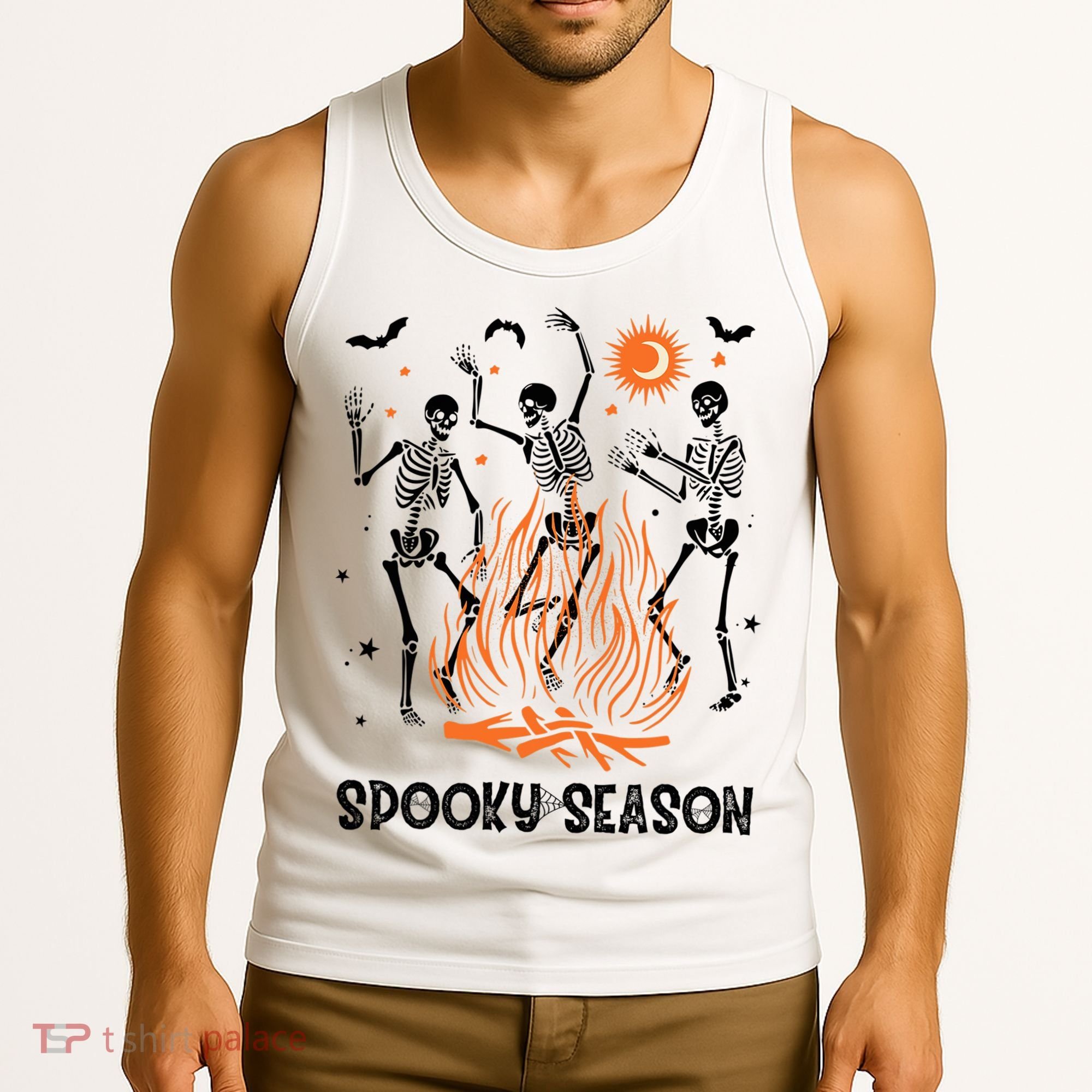 Spooky Season Dancing Skeleton Halloween Costume Funny Cute Tank Top