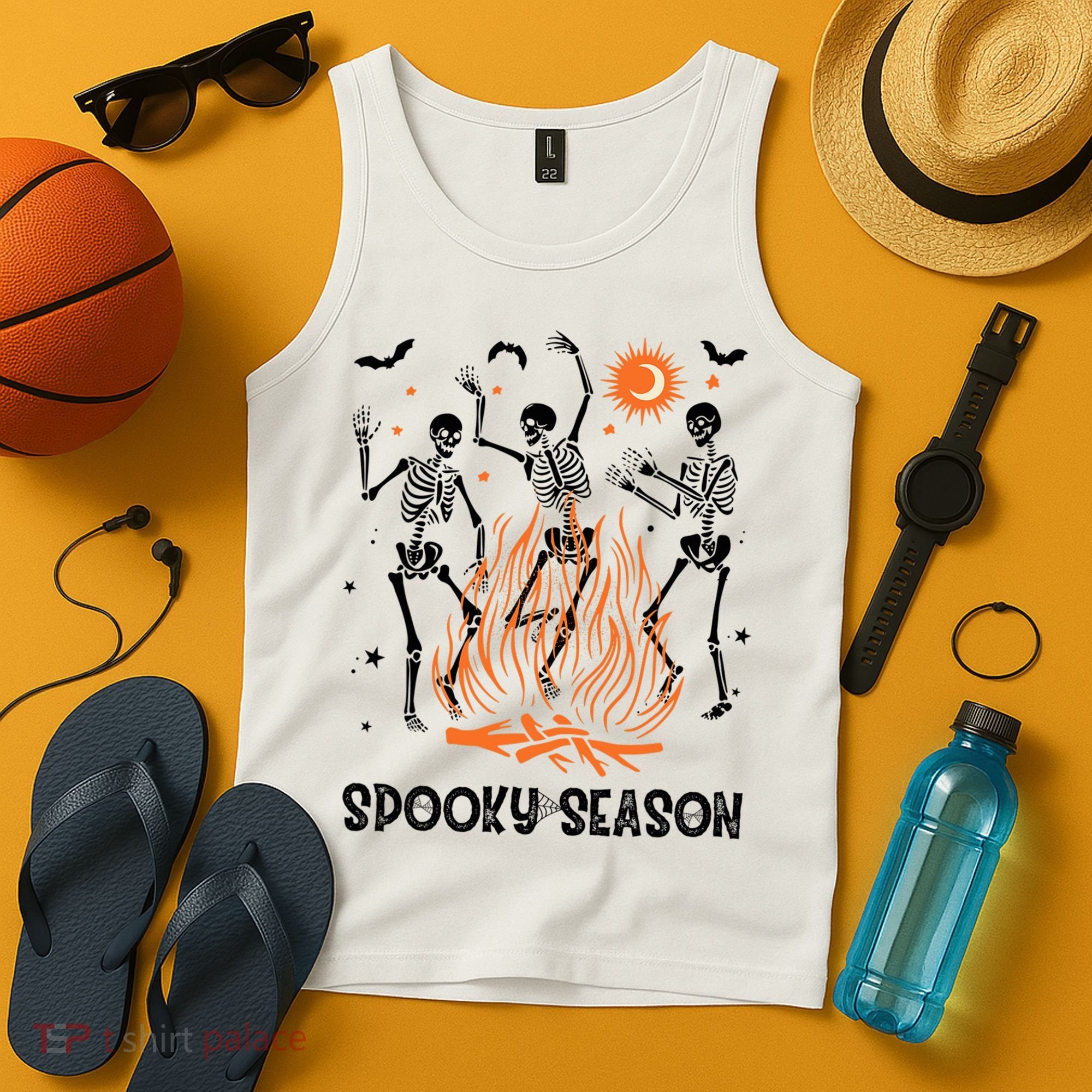Spooky Season Dancing Skeleton Halloween Costume Funny Cute Tank Top