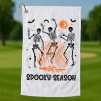 Spooky Season Dancing Skeleton Halloween Costume Funny Cute Golf Towel thumb 1