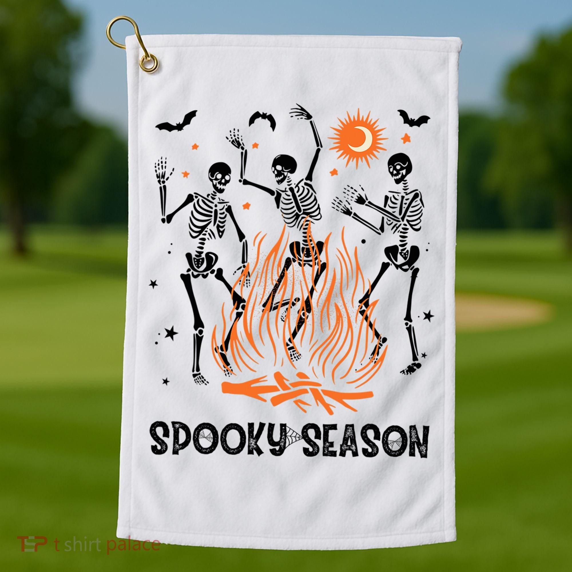 Spooky Season Dancing Skeleton Halloween Costume Funny Cute Golf Towel