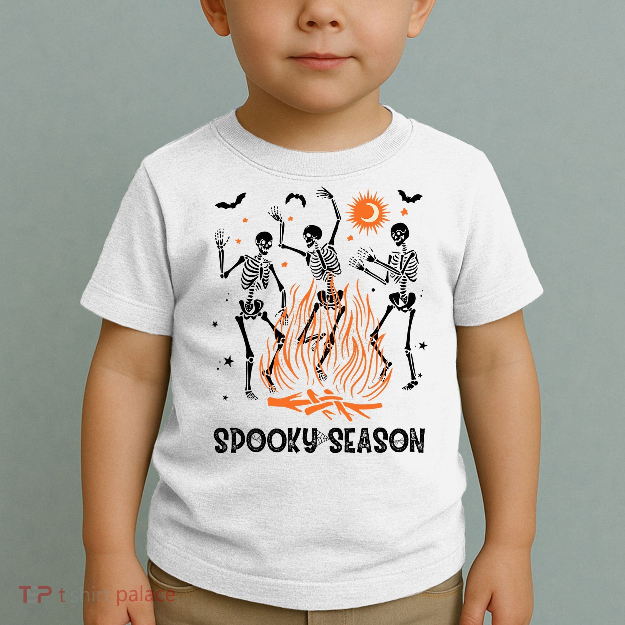 Spooky Season Dancing Skeleton Halloween Costume Funny Cute Toddler T-Shirt