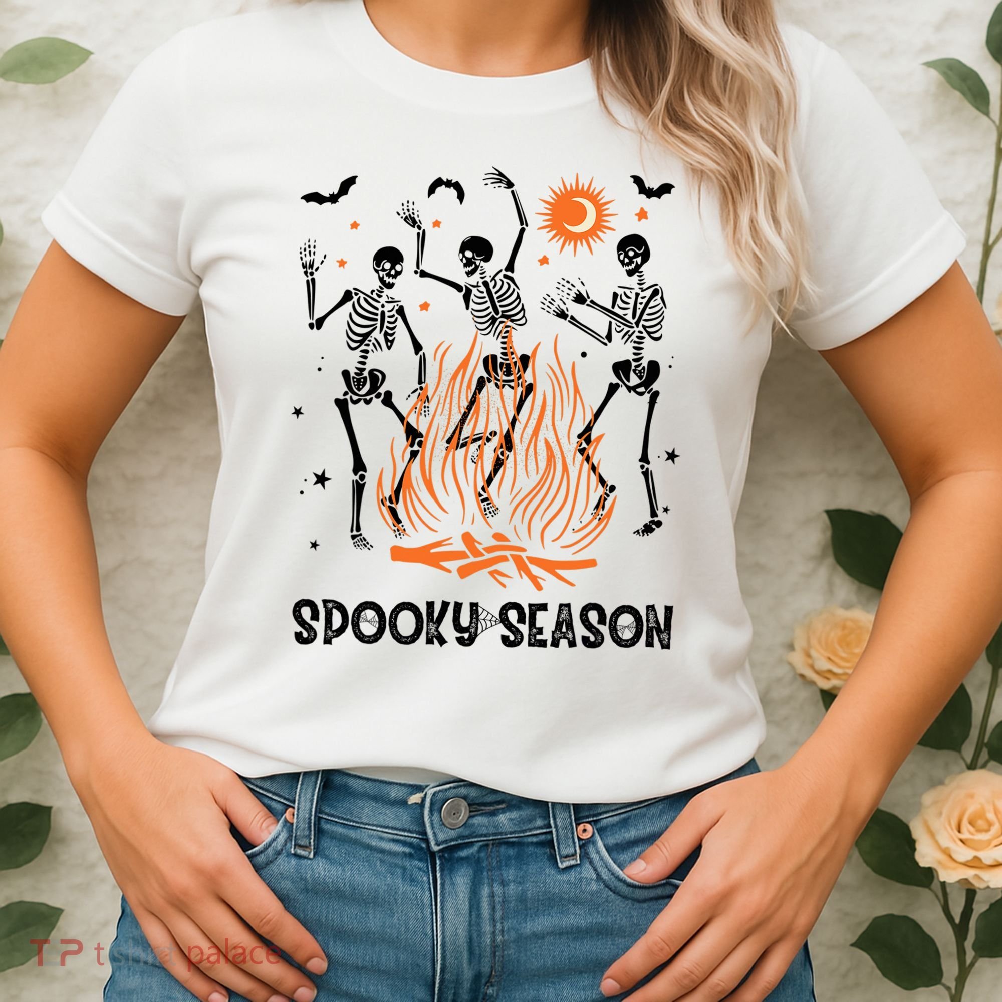 Spooky Season Dancing Skeleton Halloween Costume Funny Cute Women's T-Shirt