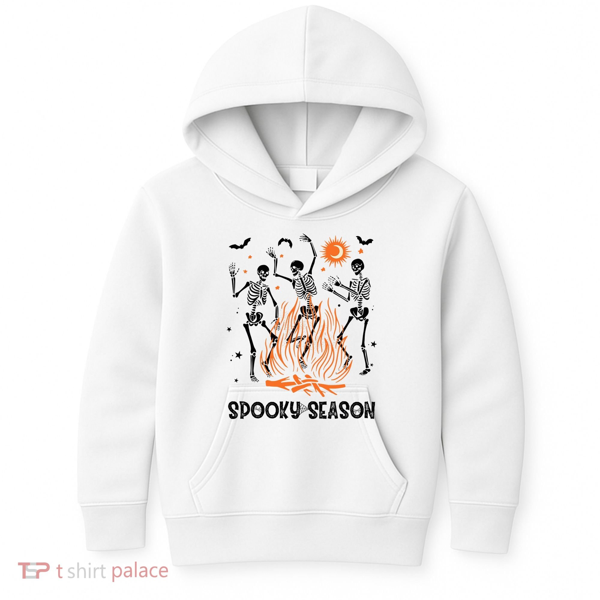 Spooky Season Dancing Skeleton Halloween Costume Funny Cute Kids Hoodie