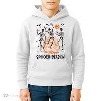 Spooky Season Dancing Skeleton Halloween Costume Funny Cute Kids Hoodie thumb 4